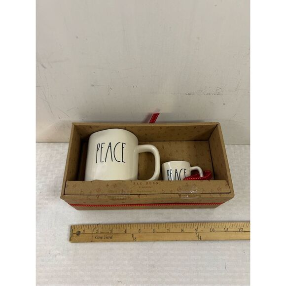 Rae Dunn Peace ceramic coffee mug and Christmas ornament new - Picture 4 of 4
